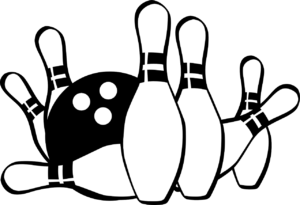 Bowling ball and pins