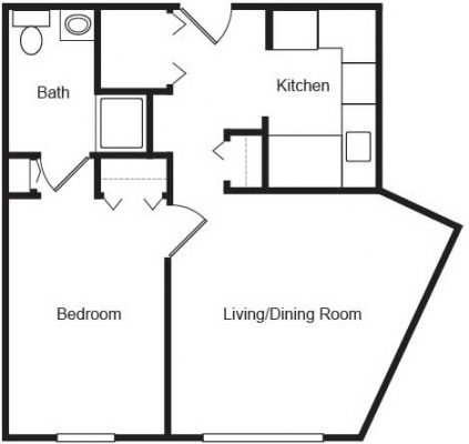 Elmwood 1BR Accessible Floor Plan