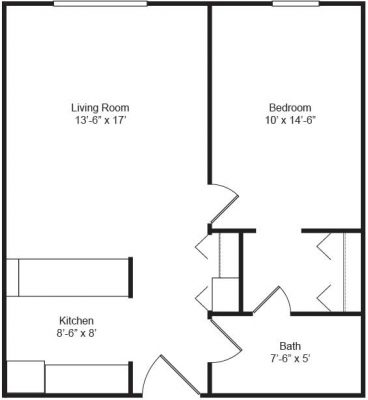 Emerson House 1BR Floor Plan