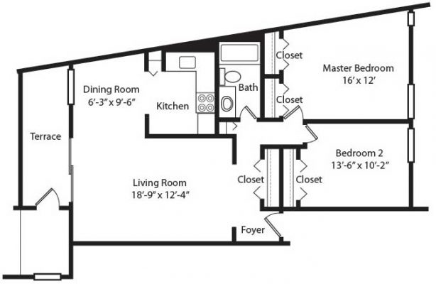 Crescent Apartments 2BR Floor Plan