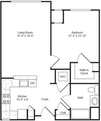 Covenant Village 1BR Floor Plan