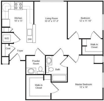 Covenant Village 2BR Half Bath Floor Plan