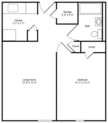 Evergreen House 1 Bedroom Floor Plan