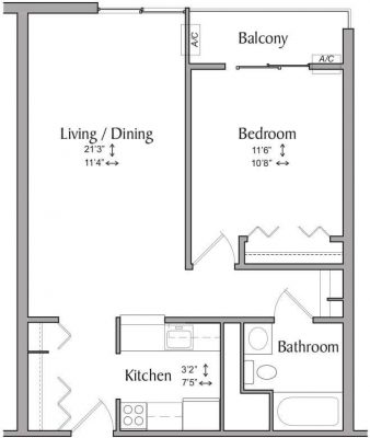 Inwood House 1BR Floor Plan