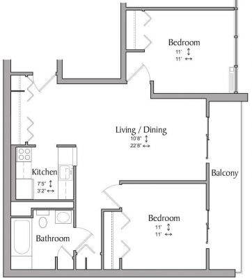 Inwood House 2BR Floor Plan