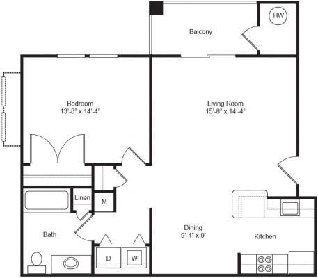 The Apartments at Northpoint 1 Bedroom Floor Plan