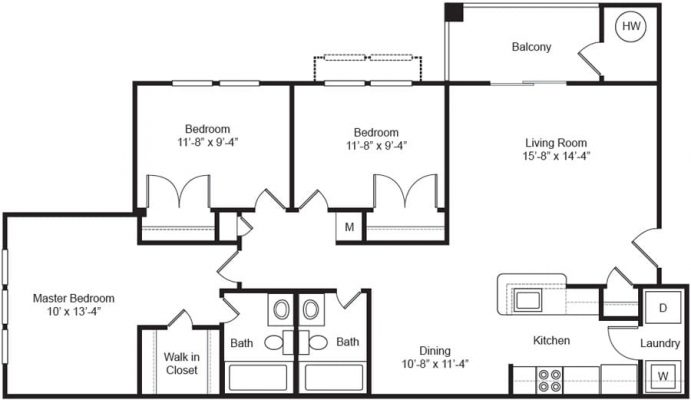 The Apartments at Northpoint 3 Bedroom Floor Plan