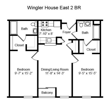 Wingler House 2 BR Floorplan