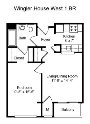 Wingler House 1 BR Floorplan