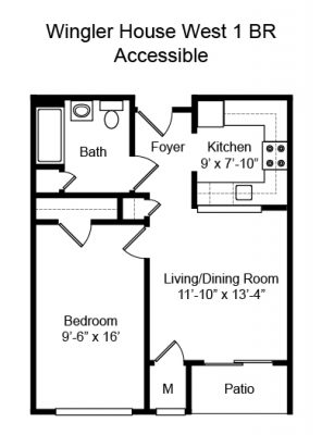 Wingler House 1 BR Floorplan