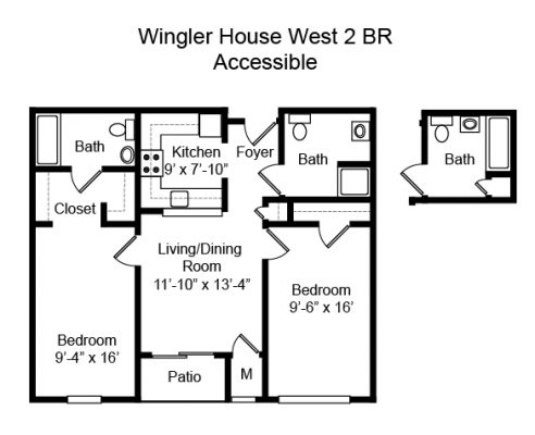 Wingler House 2 BR Floorplan
