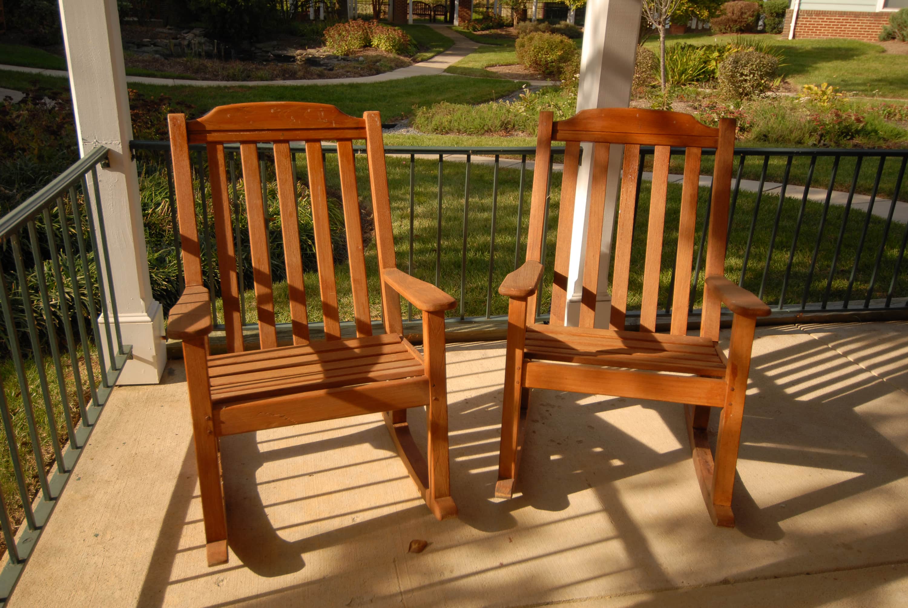 Two chairs on a patio