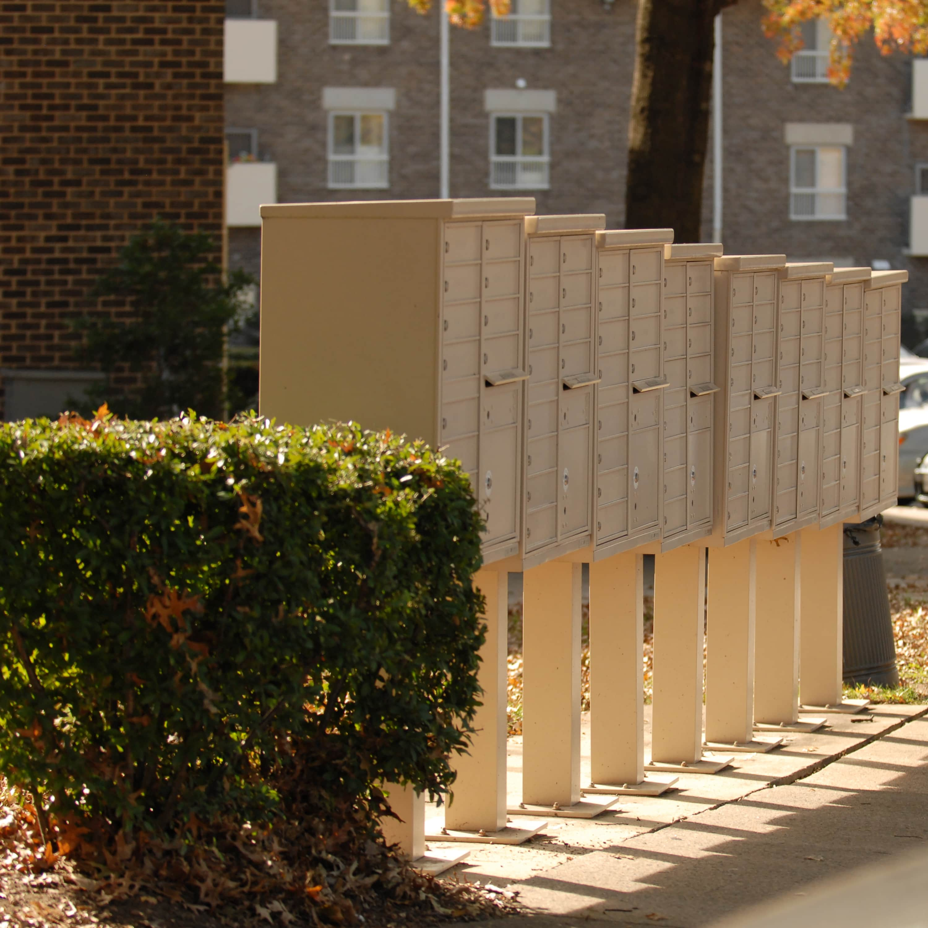 A row of mailboxes