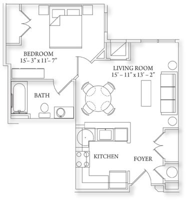1 Bedroom 559 sq. ft.