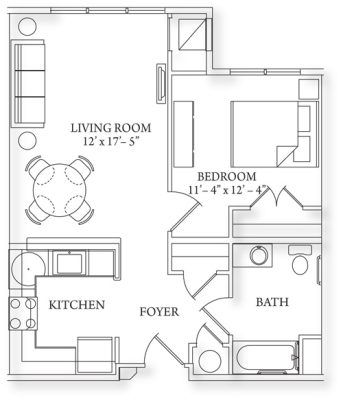1 Bedroom Accessible 594 sq. ft.