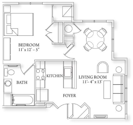 1 Bedroom 575 sq. ft.