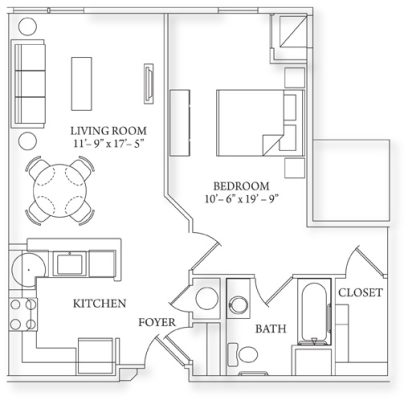 1 Bedroom 669 sq. ft.