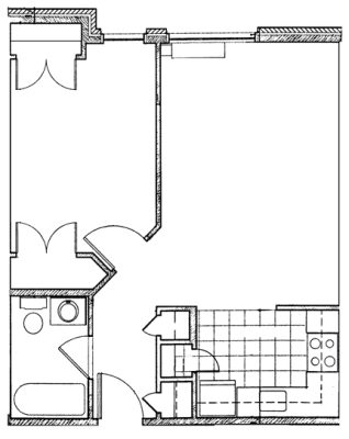 1 Bedroom 550 sq. ft.